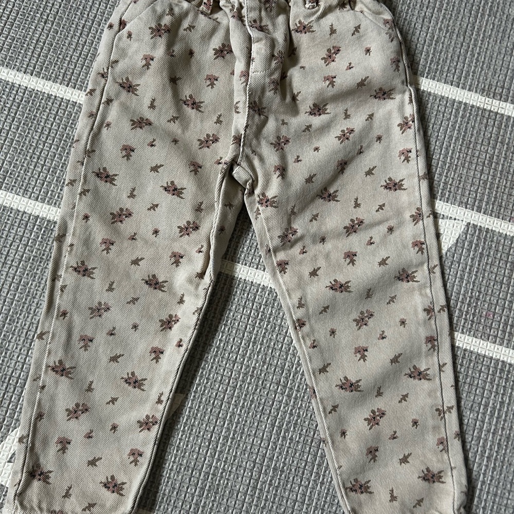 Zara Kids Floral Casual Bottoms - Gray and Brown